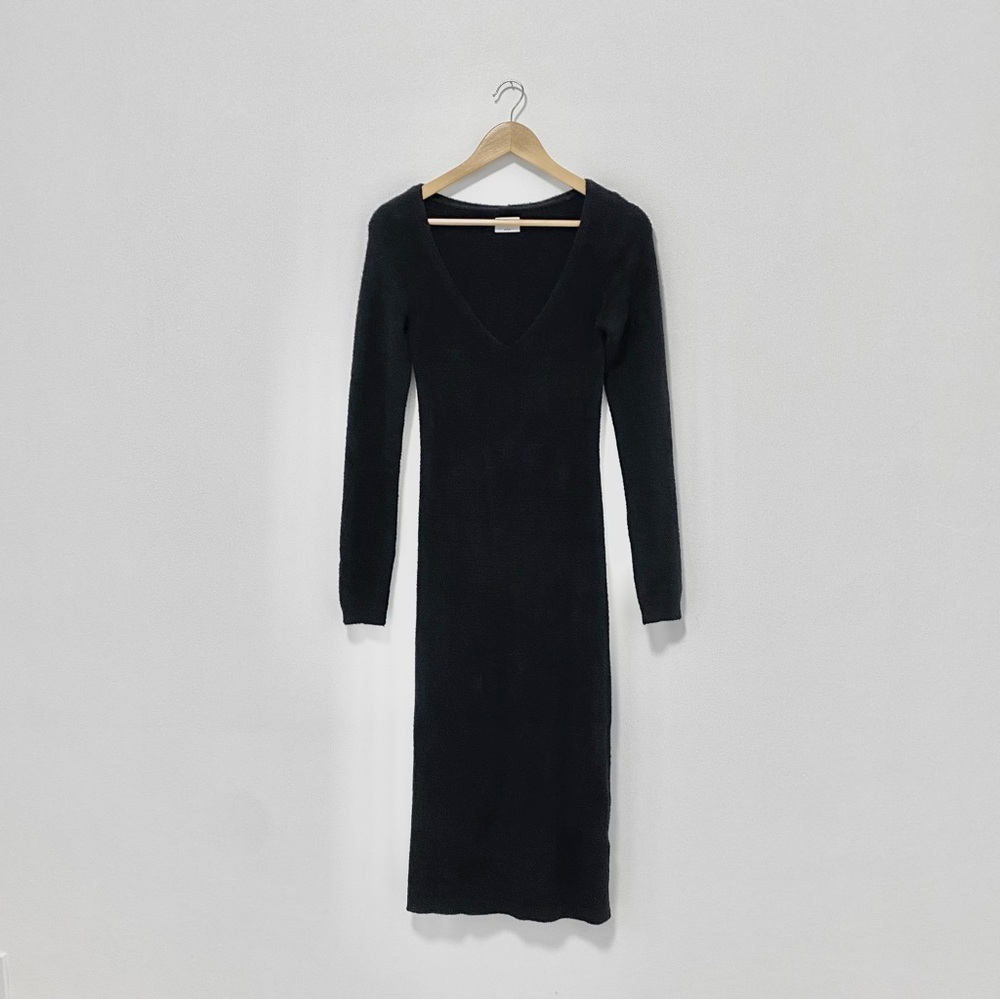 Wilfred Free Hush Knit black Soft V Neck Dress - Picture 2 of 8